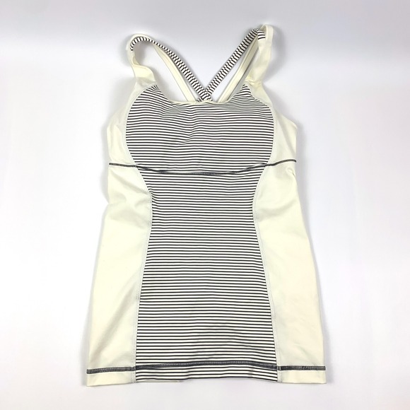 lululemon athletica Tops - Lululemon Energy Tank Hyper Stripe Angel Wing Sz‎ 4 Ivory Minimal Signs of Wear
